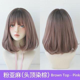 Short Bob Full Wig Brown Top - Pink by SEVENQ
