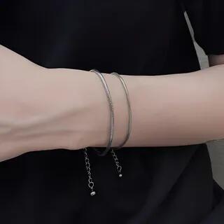 Chain Bracelet - 2 Types 1 Pc - Thick - Silver - 3mm x 21cm | PANGU by PANGU