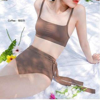 Plain High-Waist Bikini Set Coffee by CUCURBIT