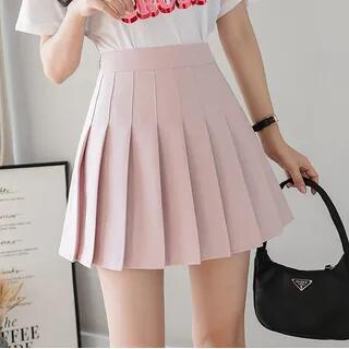 High Waist Pleated Mini A-Line Skirt Black by Everose