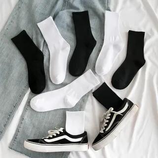 Set Of 5 Pairs: Plain Socks Set of 5 Pairs - Unisex - White by Mimiyu