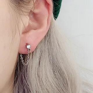 Stainless Steel Chained Earring 1 Pc - Silver | PANGU by PANGU