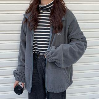 Oversized Fleece Zip Jacket Purple by Juku Girls