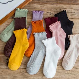 Set of 5: Lettuce Edge Socks 5 Pairs - Pink by Mimiyu