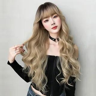 Curly Long Full Wig Light Brown by SEVENQ