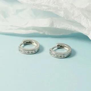 Rhinestone Earring 1 Pair - Silver | Forainer by Forainer
