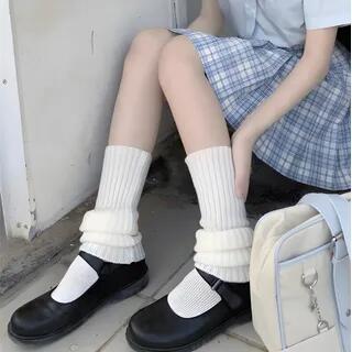 Ribbed Knit Leg Warmers White by Maisee