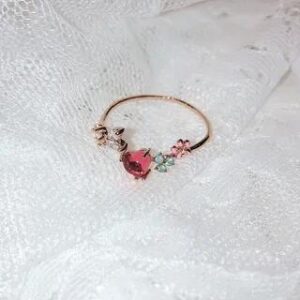 Rhinestone Ring (Various Designs) 14#Multicolor Flowers & Red Heart - Gold 125515272