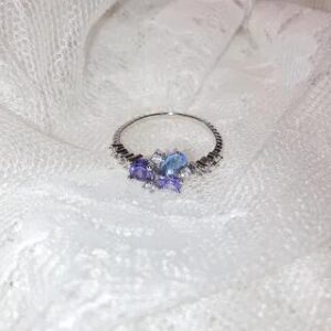 Rhinestone Ring (Various Designs) Blue & Purple Butterfly - Silver 125515275