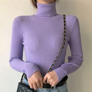 Ribbed Knit Turtleneck Sweater Black by PERKARP