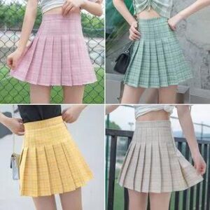 Inset Shorts Plaid Pleated Skirt Pink 126571399