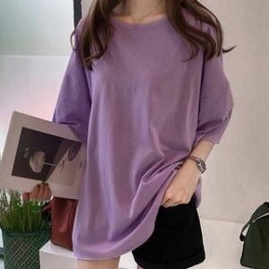 lilac oversized crew-neck short-sleeve tee