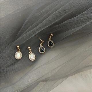 Retro Bead Drop 925 Sterling Silver Earring 1 Pair - Clip On Earring - Black by Jael
