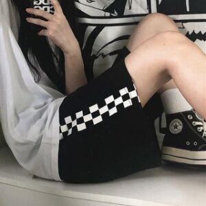 Checkerboard Pattern Sweatshorts Black 129653237
