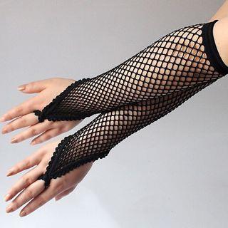 Mesh Fingerless Gloves Red by GOGO Girl