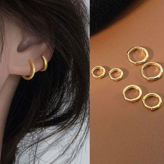 925 Sterling Silver Hoop Earring 1 Pair - Gold | FOON by FOON