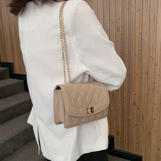 Quilted Chain Strap Crossbody Bag Black by Basaran