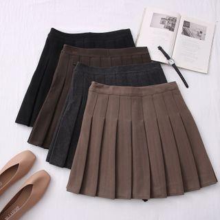 High Waist Pleated Mini Skirt Brown by DIYI
