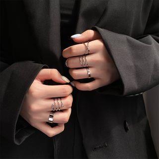 Set of 6: Alloy Rings Set of 6 - Silver | Show Mind by Show Mind