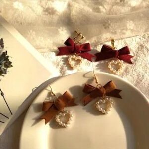 Faux Pearl Bow Drop Earring 1 Pair - Wine Red Hook Earring | Jael 132928717