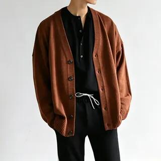 Unisex Oversized V-Neck Cardigan Black by MRCYC