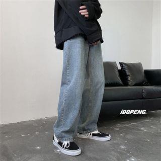 Mid-Rise Wide-Leg Jeans Black by Phoneus