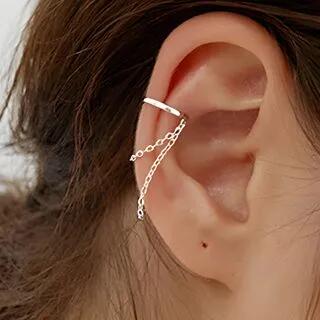 Chained Ear Cuffs 1 piece - Alloy Chained Cuff Earring - White Gold by Chimerro