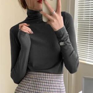 Long-Sleeve Turtleneck Top Pink 134204347