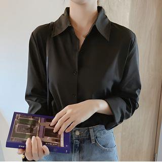 Long-Sleeve Plain Shirt White by Happo