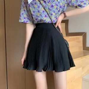 High-Waist Accordion Pleat Mini Skirt Purple 134396448