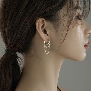 Chained Hoop Earring 1 Pair - Silver | Hansha by Hansha