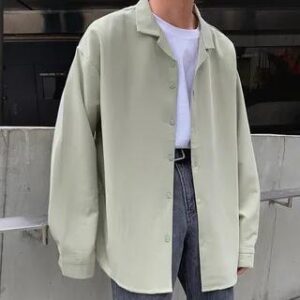 Long-Sleeve Loose Plain Shirt White 135891125