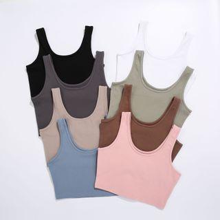 Plain Cropped Tank Top Brown by Asiris