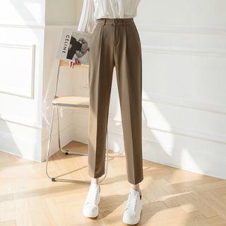 High-Waist Pleated Dress Pants Black by Indiclofie