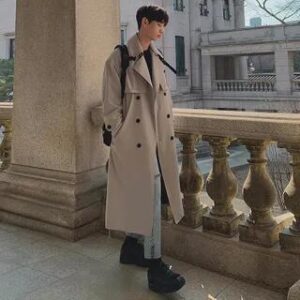 Double-Breasted Trench Coat Khaki 136989654