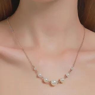 Faux Pearl Pendant Necklace 01-6538 - Gold | Seirios by Seirios