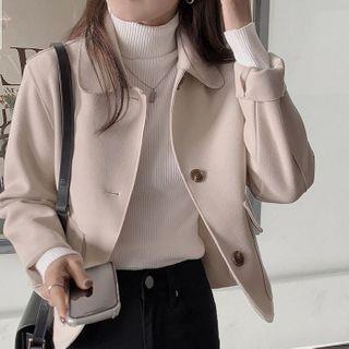 [S] Woolen Button-Up Jacket Dark Khaki by minaga