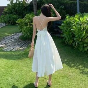 Spaghetti Strap A-Line Beach Midi Dress Caramel 137847153