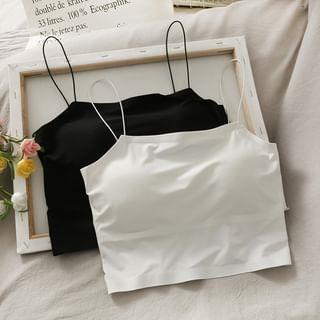 Padded Cropped Camisole Top Black by Lemongrass