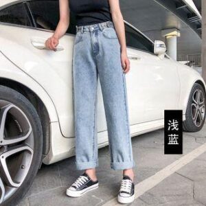 High Waist Washed Straight fit Jeans Black 138138764