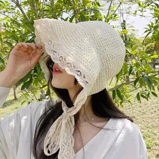 Lace Bonnet Hat Adjustable - White by Hatrix