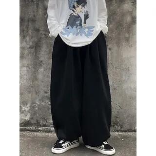 Unisex Wide-Leg Jogger Pants Black by Malnia Home