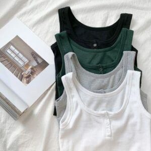 assorted black white olive and blush sleeveless basic tank tops