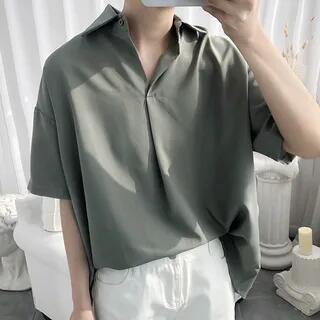 V-Neck Short-Sleeve Shirt C28 - Shirt - Black by Nightbell