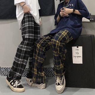 Plaid Straight Leg Pants Yellow by Moon City