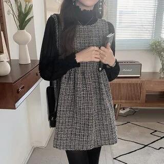 Mini A-Line Overall Dress Dress - Black by Leoom