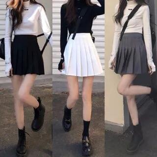 High-Waist Pleated Mini Skirt Dark Gray by Strawolf