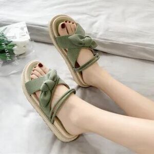 Bow Accent Slide Sandals Beige 147188912