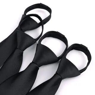Plain Neck Tie 8cm Width - Pre-Tied Neck Tie - Long - Zipped - Black by Prodigy
