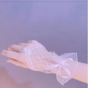 Lace Fingerless Gloves White 170125612